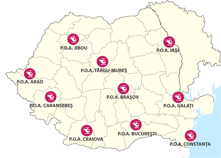 Harta României cu P.O.A.